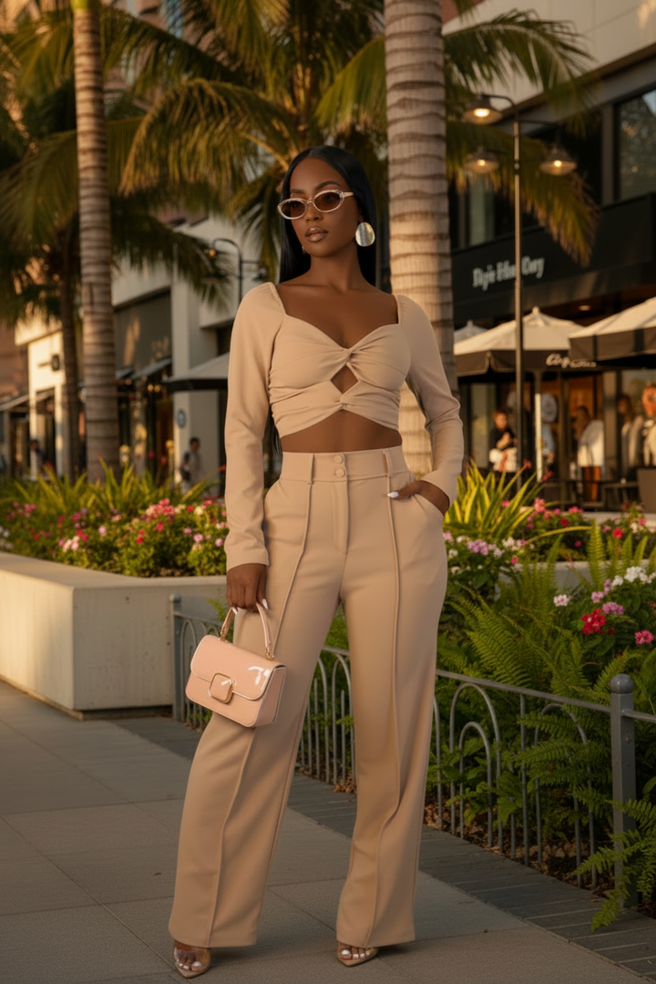 Front view - outdoor lifestyle with clear stiletto heels